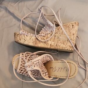 Wild Pair Beige Wedges with Cork Accents